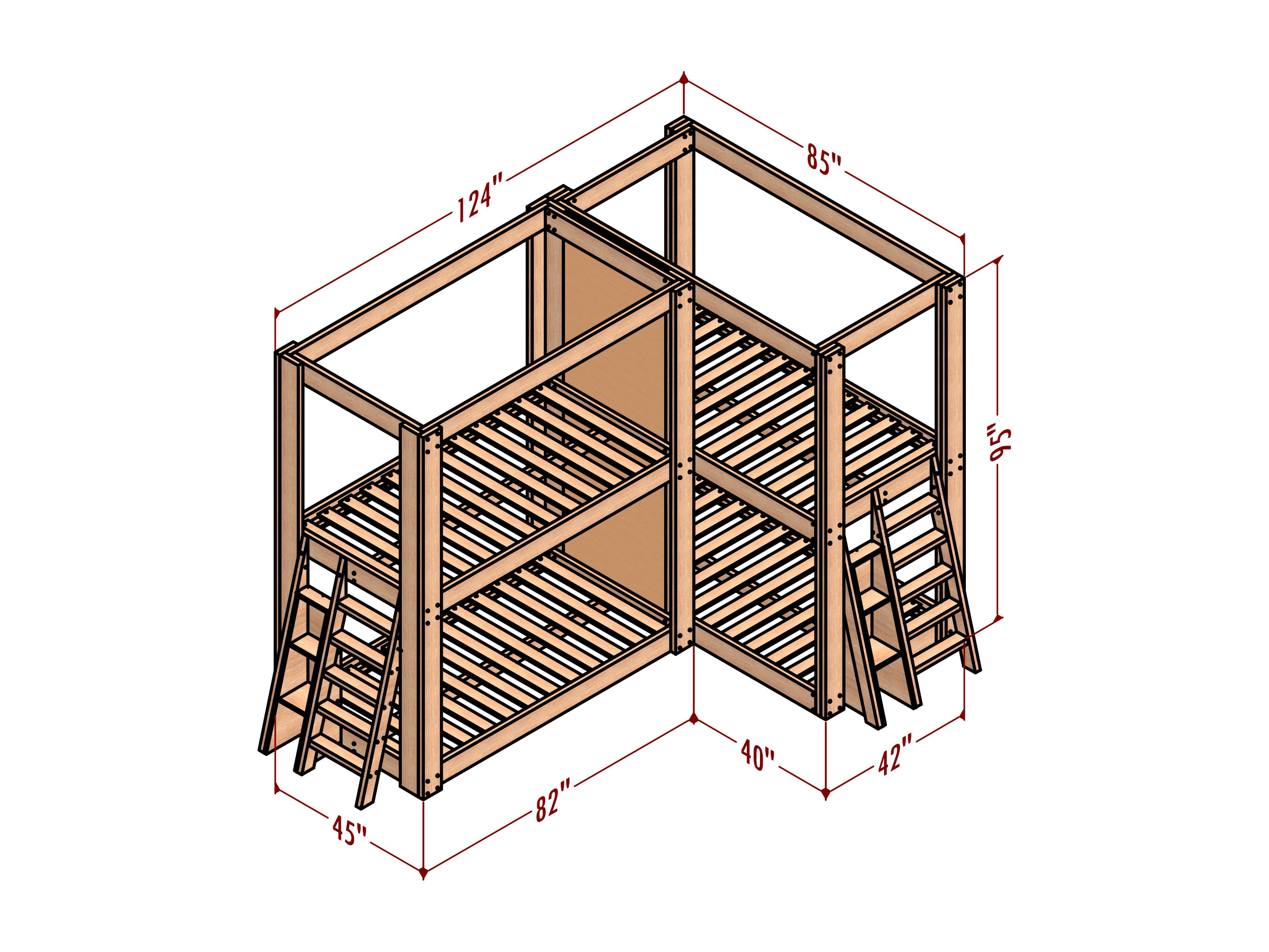 Twin Bunkbed Plan Twin Size Bunk Bed Plans Diy Bunkbed Plan Etsy