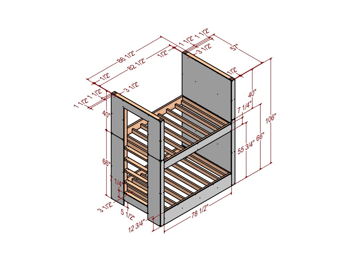 DIY Full Size Bunk Bed Plans 106h Simple Steps to Build Your Own Wooden