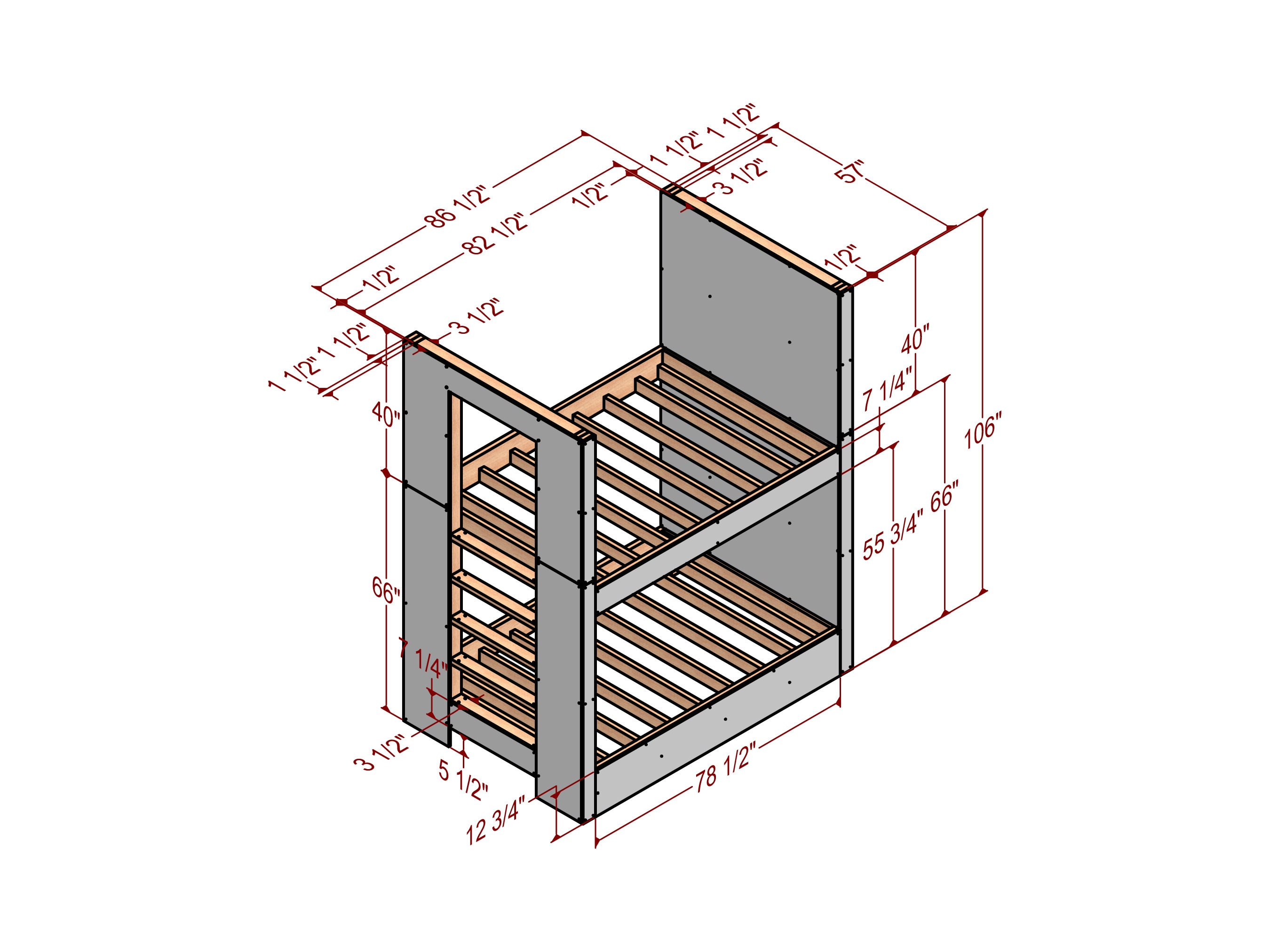 DIY Full Size Bunk Bed Plans 106h Simple Steps to Build Your Own Wooden
