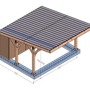 Carportplannen, Autogarage met opslagruimte, Carport diy-plannen, Houtbewerkingsplannen voor autogarage, 20x24 carport