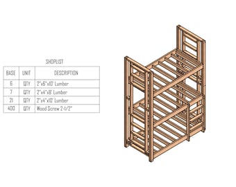 DIY Triple Twin Bunk Bed Plan – Modern Design (PDF)