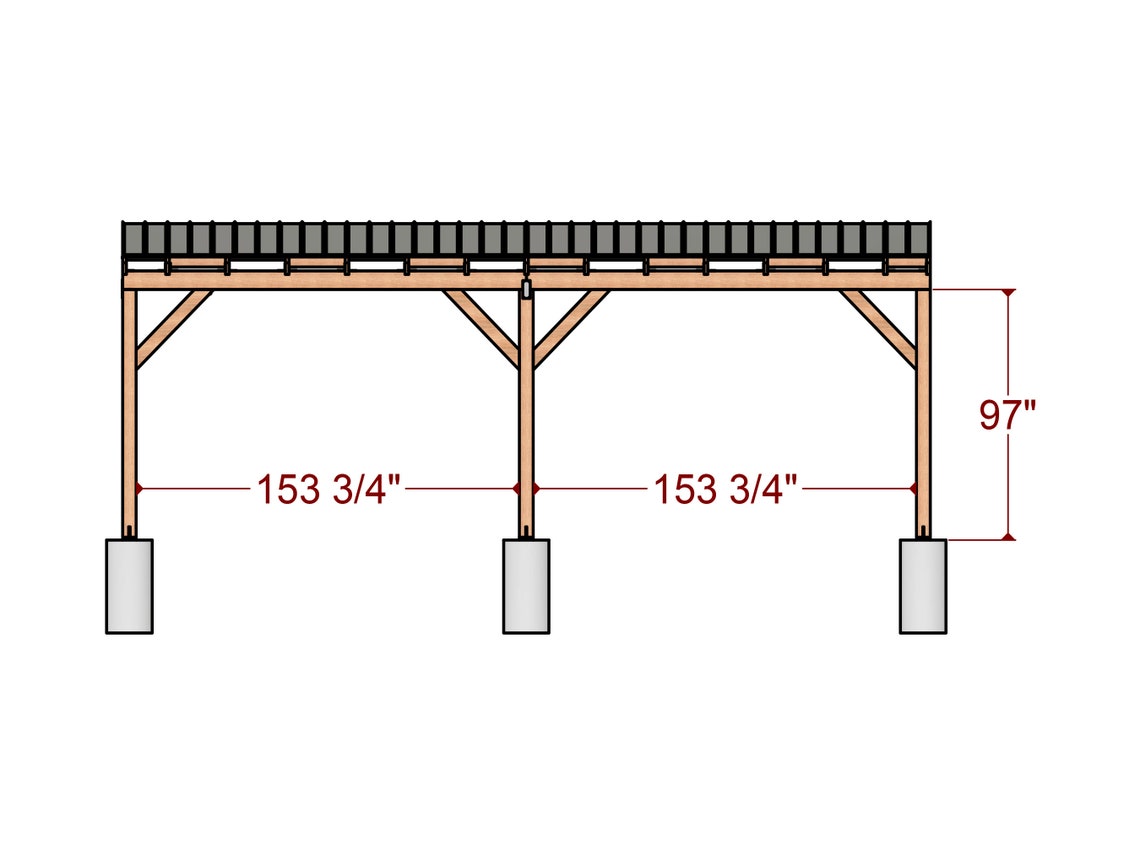 14x27 Lean to House Carport Plans, Attached Patio Build Plan - Etsy