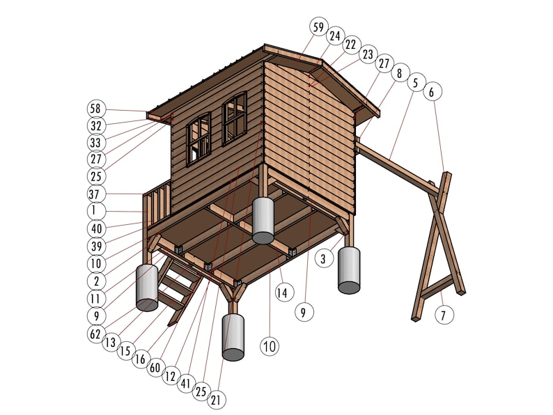 Playhouse Plans for Kids Wooden Garden House Plan Step by Etsy