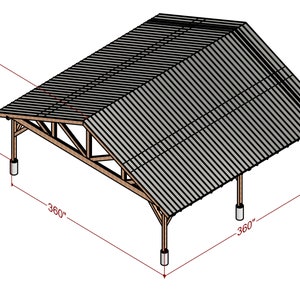 30x30 Gable Pavilion plans, Backyard Pavilion, Construction Plans, Carport Building Plan, Wooden Gable Pavilion, Wooden Pavilion plan