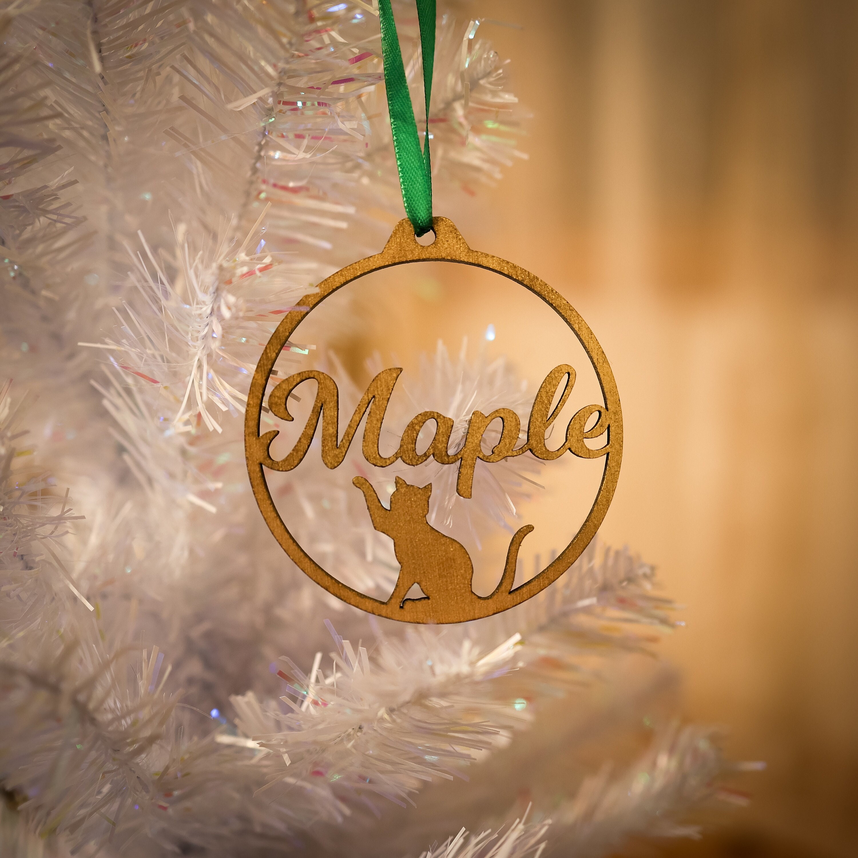 Boule de Noël chat personnalisée : décoration découpée au laser, cadeau commémoratif de chat
