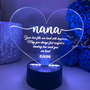 Personalised Grandmother Gift Night Light - Gift for Grandma - Gift for Nana - Gift for Her - Birthday Gift - Mother&#39;s day gift - Granny