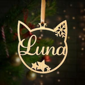 Custom Cat Bauble for Christmas – A Thoughtful Personalised Gift for Cat Owners & Cat Dads | Charming Tree Decoration for Cat Lovers