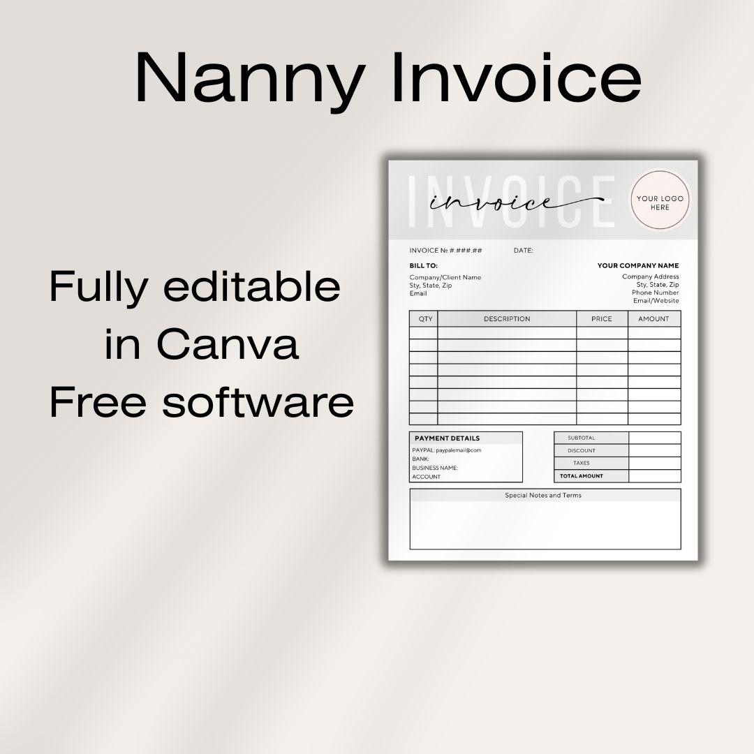 Nanny Invoice Template Nanny Editable Template Printable Order Form