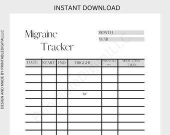 Headache Diary Printable - Etsy