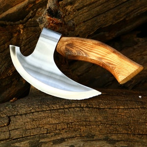 Hand Forged VIKING PIZZA AXE, Bearded Pizza Cutter Axe, Raven Forged Pizza Axe, Birthday Gift, Anniversary Gift, Dads Gift