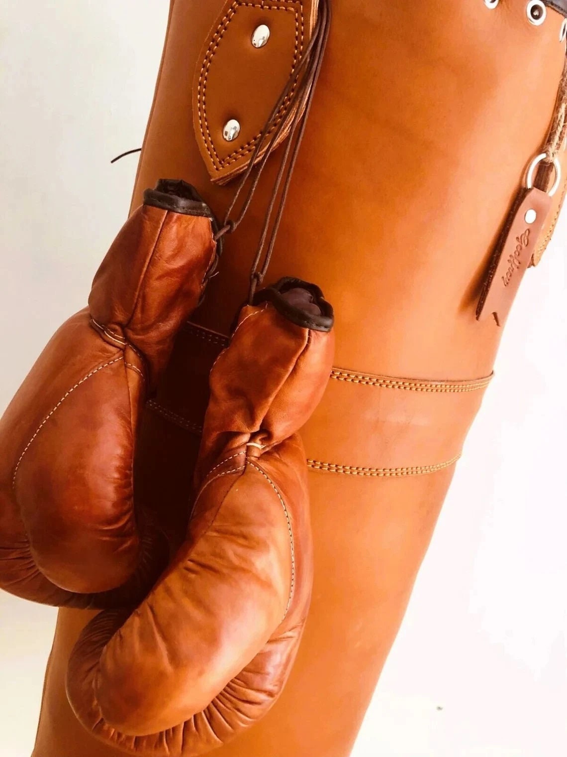 Vintage Training Leather Punching Bag With Retro Style Boxing Etsy UK