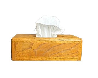 Distributeur de papier hygiénique rectangulaire en chêne massif fait main, boîte en bois MCM rustique, décoration de bureau masculine, tanière minimaliste moderne, ferme rustique