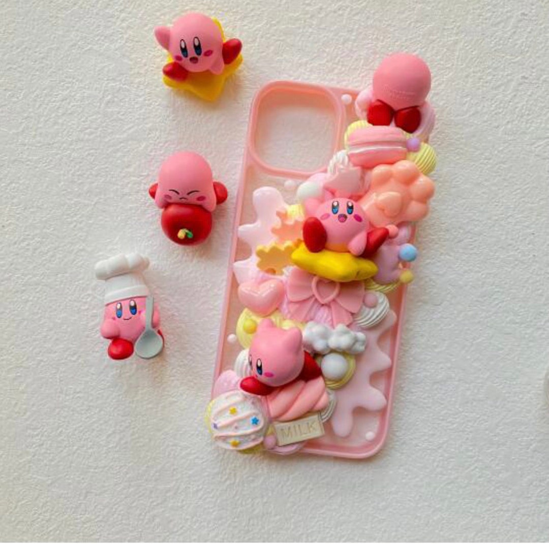 Handmade Hot Pink Kirby Decoden Phone Case Cute Anime Insipred