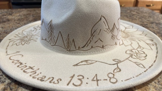 Burned Felt Fedora Cowboy Hat - Etsy