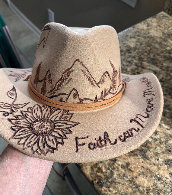 Burned Felt Fedora Cowboy Hat - Etsy