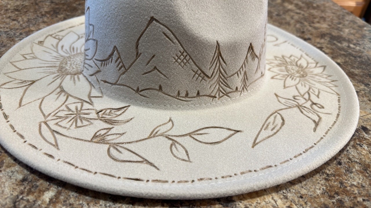 Burned Felt Fedora Cowboy Hat - Etsy