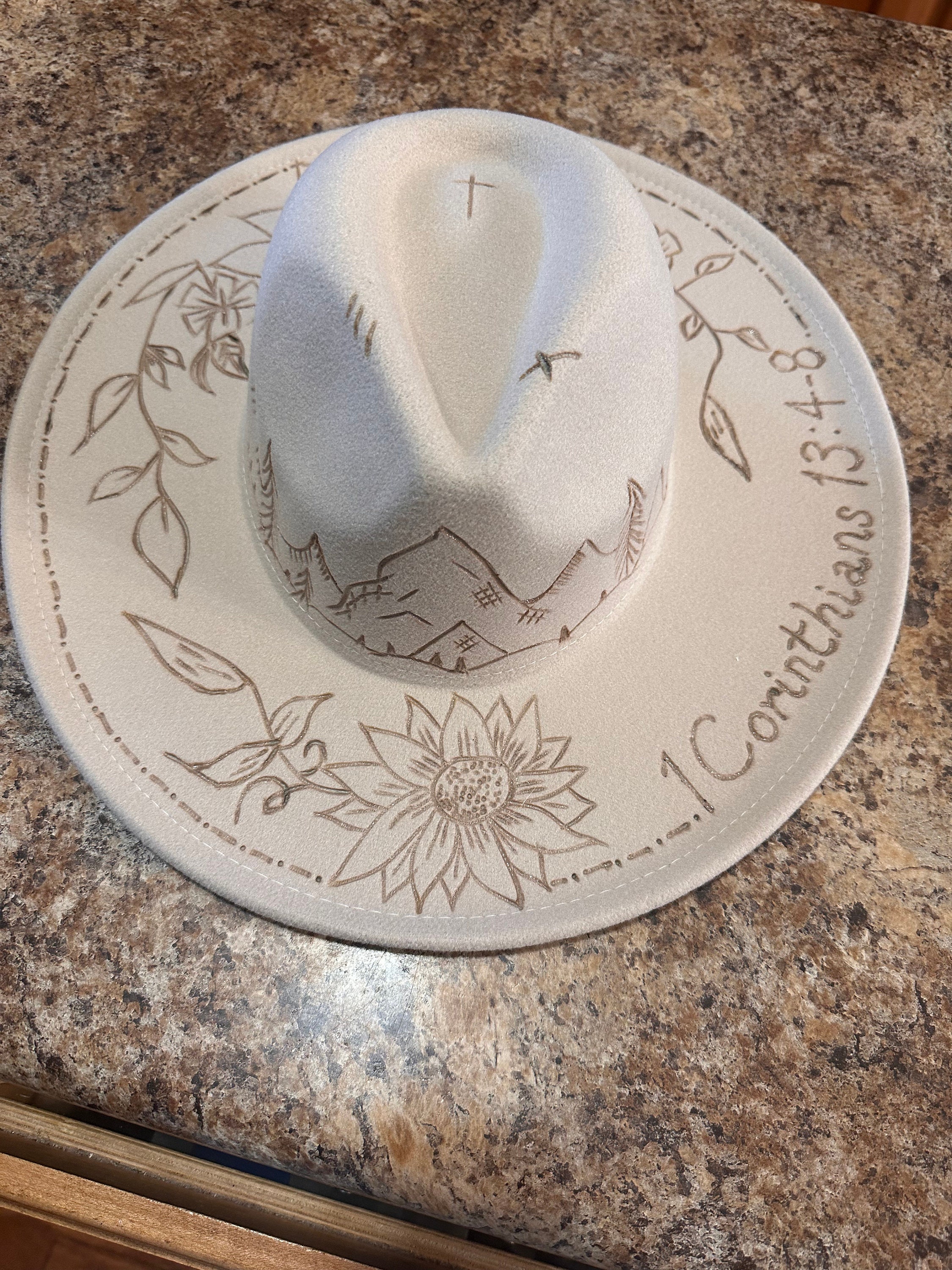 Burned Felt Fedora Cowboy Hat - Etsy
