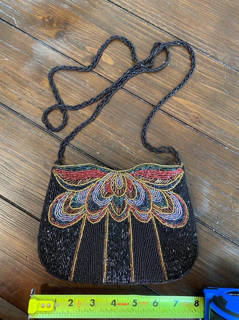Vintage Beaded Evening Bag Black Art Deco Purse Formal Clutch 1920s ...