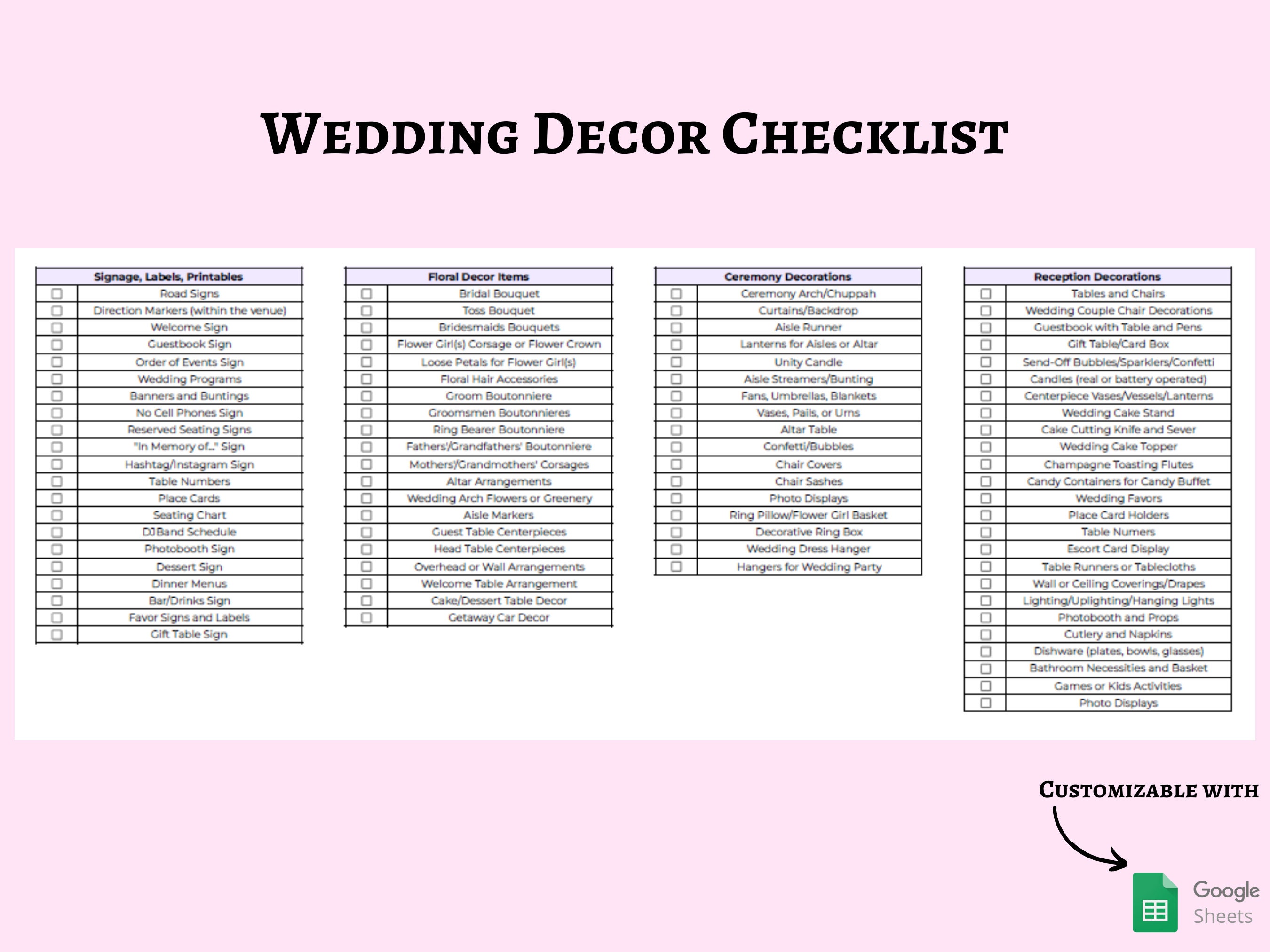  A Complete List of our Free, Simple Wedding Decor  Items that Make an Impact