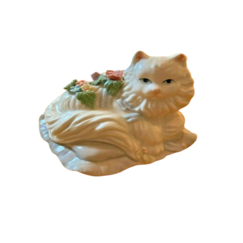 Vintage White Himilayan Cat Wind up Music Box Figurine Plays Etsy