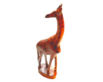 Handcarved Giraffe Kenya Wooden Wood Giraffe Statue Figurine African Safari Decor