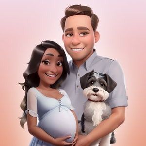 Portrait de style Pixar à partir d’une photo, portrait personnalisé numérique ou imprimé, cadeau, portrait de famille, portrait de dessin animé à partir d’une photo, personnage de dessin animé