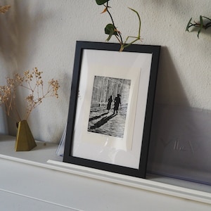 Linoldruck "Lange Schatten" - Handgemacht