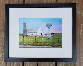 Summer Sunrise Farm - Art Print of Original Acrylic Painting