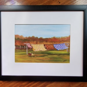 Quilts in the Breeze - Art Print of Original Acrylic Painting