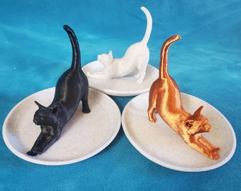 Adorable Cat Jewelry Holder and Trinket Dish | 3d printed