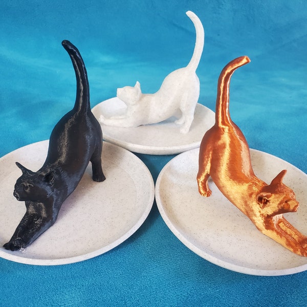 Adorable Cat Jewelry Holder and Trinket Dish | 3d printed