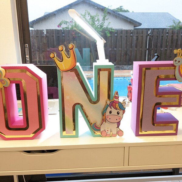 Unicorn butterfly Unicorn 3d letter, unicorn birthday party decorations, unicorn centerpiece, unicorn room decor. 12" TALL