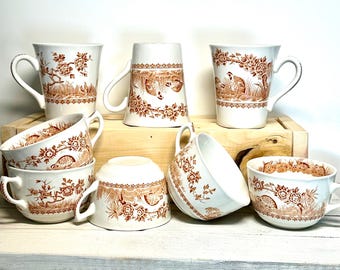 Antique Furnivals Quail 1913 Bowls/shallow Soup Bowls ~ Set of 4