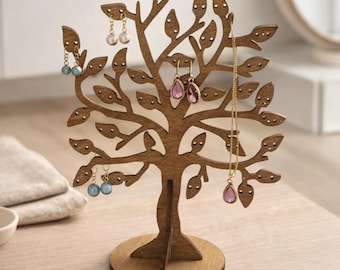Árbol joyero personalizado – Soporte pendientes madera – Regalo original mujer – Organizador joyas personalizado cumpleaños novia esposa