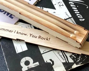 Personalized Drumsticks with Box, 5A Gift for Him Drummer Trophy 5A Drum Sticks Custom Bag Engraved Holiday Christmas Gift Men Man Boyfriend