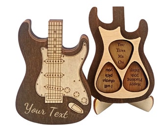 Personalisierte Weihnachtsgeschenk für ihn Freund Gitarre Pick Box Handgemachte Plektrum Halter Fall Weihnachten Jahrestag Geschenke für Mann Männer Vater