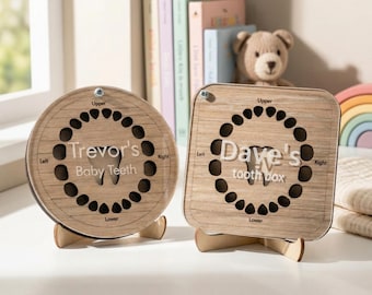 Personalised Lost Tooth Fairy Baby Teeth Keepsake Box Wood Handmade Holder Storage Toothbox Newborn Shower New Mom Parents Her Toddler Gift