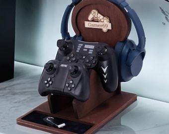 Personalized Controller Stand, Headphone Holder, Boyfriend Gift, Husband Gamer Gift, Controller Headset Holder, Birthday Gift for Teen