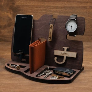 Gifts for Him Desk Organizer, Anniversary Gifts, Tech Accessories Gifts for Men Personalised ...