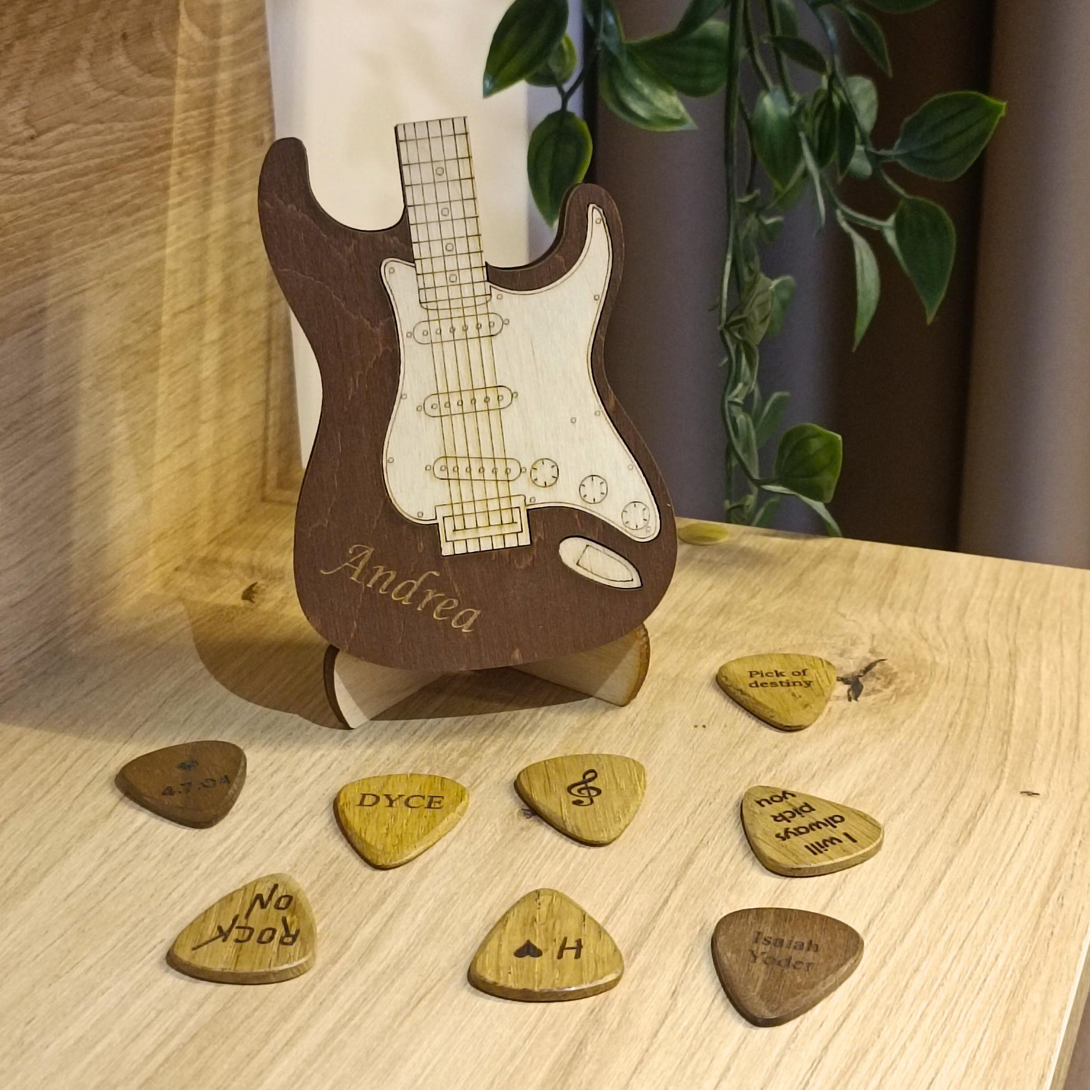 Porta Plettri Per Chitarra A Forma Di Cuore In Legno Di Palissandro – Scatola Portapenne Per Plettri, Leggera E Portatile