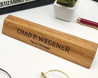 Placa de identificación de escritorio de madera personalizada compañero de trabajo vacaciones Navidad Oficina regalos cumpleaños aniversario regalos para jefe marido hombres novio