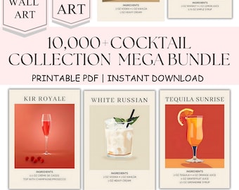 MEGA BUNDLE DA 10.000 COCKTAIL, Poster artistico per cocktail, Poster retrò per drink, Grande parete minimalista, Decorazione artistica per bar, Arte digitale scaricabile Aperol