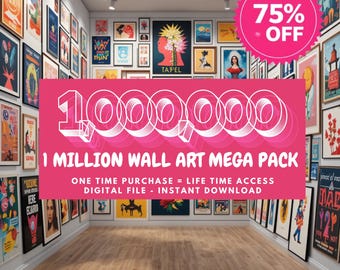 SALDI DELL'INTERO NEGOZIO 1000000 Mega Wall Art Set, Galleria massimalista stampabile, Stampe estetiche alla moda, Poster eclettici Download digitale istantaneo
