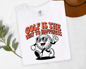Divertente cartone animato di una pallina da golf in formato PNG: design a sublimazione per amanti del golf (file digitale)
