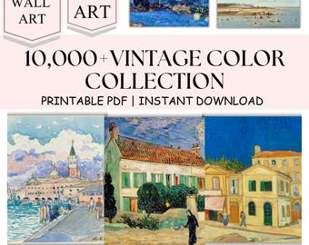 Set di 10000 stampe di arte murale vintage colorata da galleria, poster eclettici, decorazioni murali per dormitori con paesaggi, galleria massimalista, download digitale istantaneo