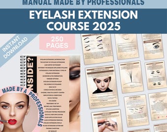 Manuale per l'allenamento delle ciglia / Allenamento classico per il volume ibrido / Guida all'allenamento delle ciglia / Modello Lash Tech / Modello Canva