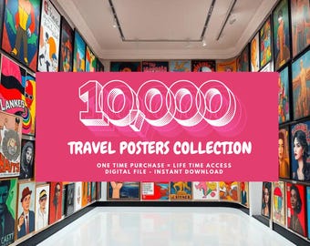 10000 POSTER DI VIAGGIO MEGA Bundle Vintage Neutral Gallery Wall Set Stampe Stampe artistiche da parete minimaliste Regalo Decorazione estetica della stanza Scaricabile