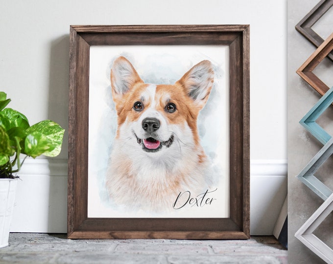 Pet portrait, pet portrait from photo, pet memorial, pet loss gifts, pet memorial gifts, pet painting, dog painting, custom watercolor, pets