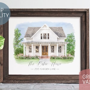 house portrait, house painting, house portrait from photo, realtor closing gift, housewarming gift, farmhouse frame, custom portrait, framed