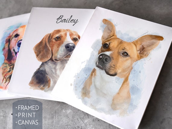 Pet portrait, pet painting, custom portrait, dog portrait, dog memorial gift, pet memorial gift, cat portrait, watercolor dog portrait, art